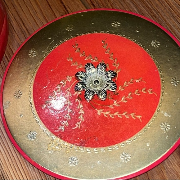 Vintage EMPTY Avon Beauty Dust Glass & Metal Covered Jar Box for Vanity 6”x2” - Picture 7 of 7